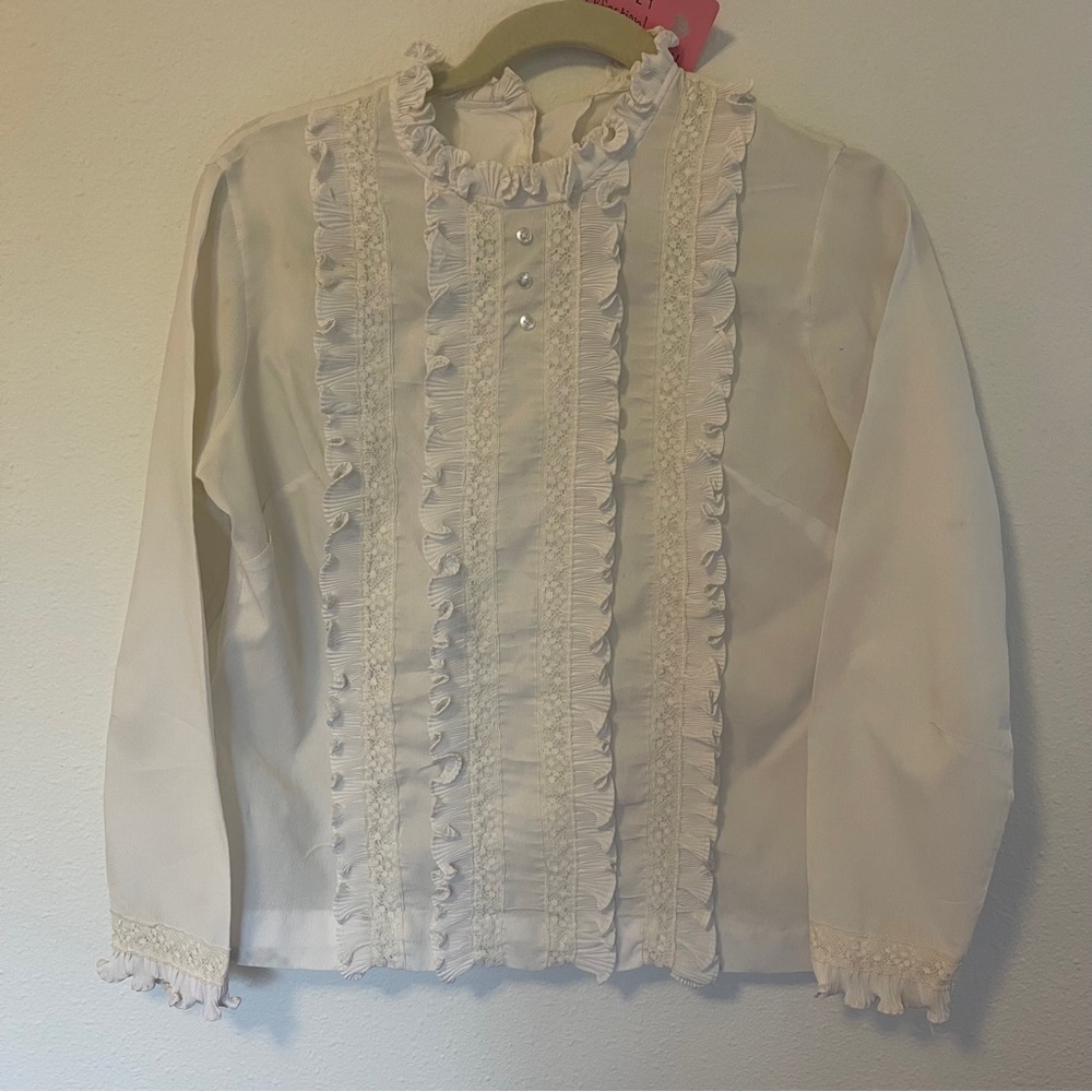 Vintage White Ruffle Blouse